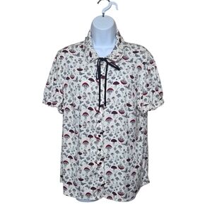 Hot Topic Mushroom Moth Print Blouse Top